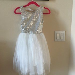 New Little Girls Silver Sequins Party, Wedding, Costume, Dance, Pageant Dress